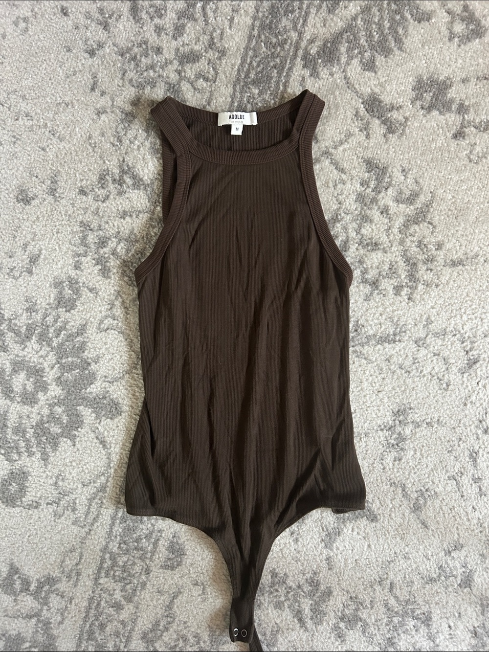 Agolde Chocolate Ribbed Tank Bodysuit